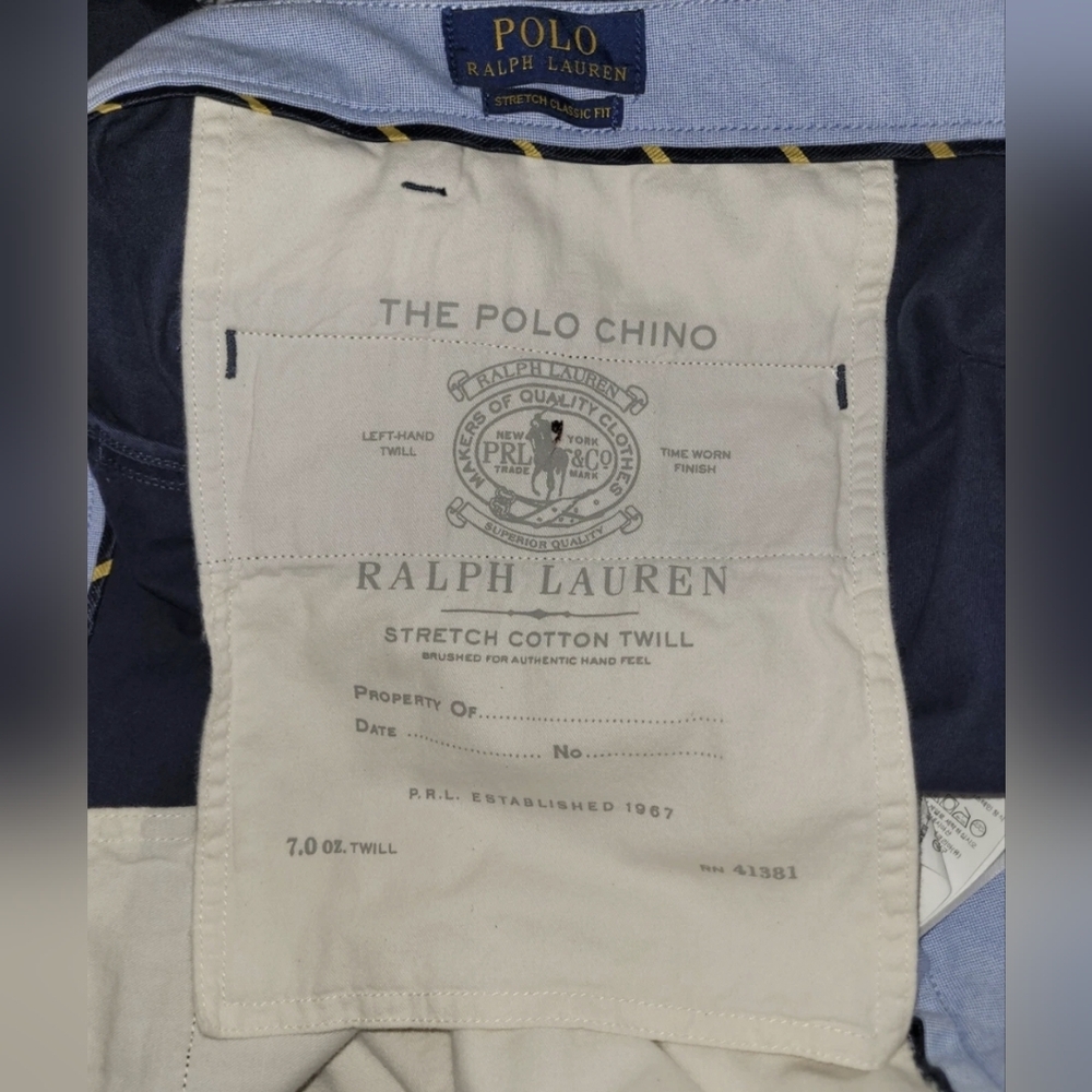 Polo Ralph Lauren Shorts Mens 52B Chino 9" Stretch Classic Fit Navy Blue NEW - Picture 3 of 8
